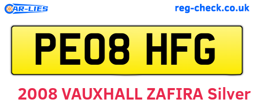 PE08HFG are the vehicle registration plates.
