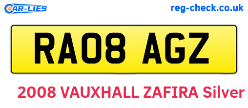 RA08AGZ are the vehicle registration plates.