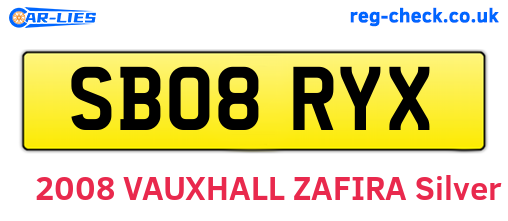 SB08RYX are the vehicle registration plates.