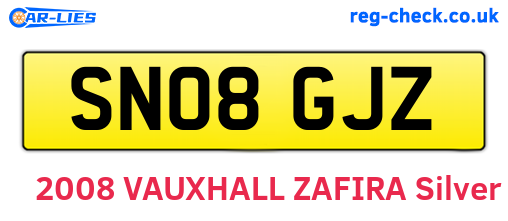 SN08GJZ are the vehicle registration plates.