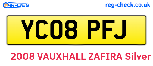 YC08PFJ are the vehicle registration plates.