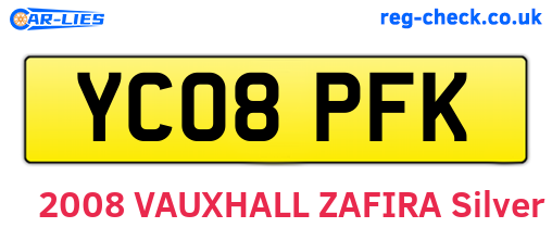 YC08PFK are the vehicle registration plates.