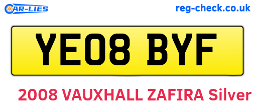 YE08BYF are the vehicle registration plates.