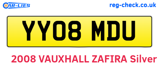 YY08MDU are the vehicle registration plates.