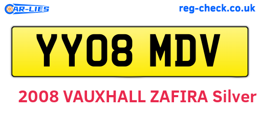 YY08MDV are the vehicle registration plates.