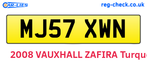 MJ57XWN are the vehicle registration plates.