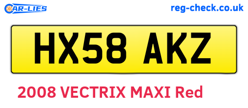 HX58AKZ are the vehicle registration plates.
