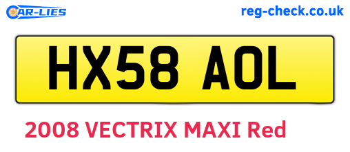 HX58AOL are the vehicle registration plates.