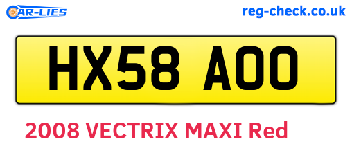 HX58AOO are the vehicle registration plates.