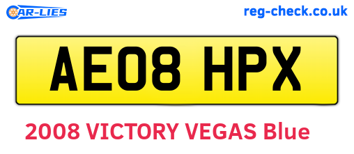 AE08HPX are the vehicle registration plates.