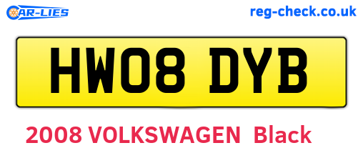 HW08DYB are the vehicle registration plates.