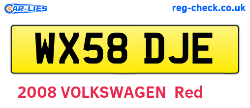 WX58DJE are the vehicle registration plates.