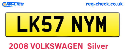 LK57NYM are the vehicle registration plates.