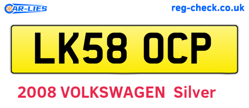 LK58OCP are the vehicle registration plates.