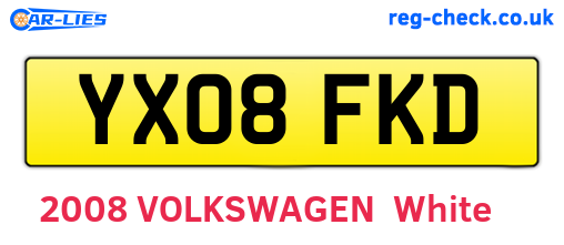 YX08FKD are the vehicle registration plates.