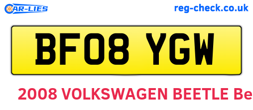 BF08YGW are the vehicle registration plates.