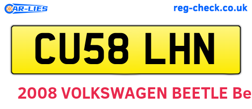 CU58LHN are the vehicle registration plates.