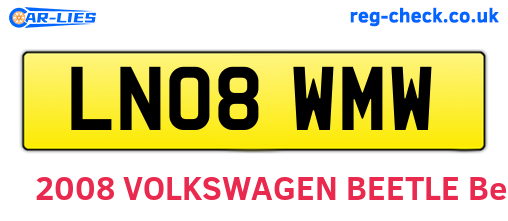 LN08WMW are the vehicle registration plates.