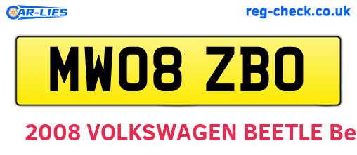 MW08ZBO are the vehicle registration plates.