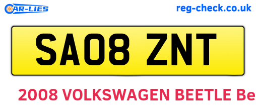 SA08ZNT are the vehicle registration plates.