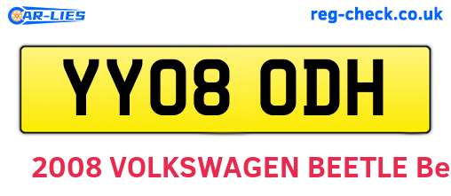 YY08ODH are the vehicle registration plates.