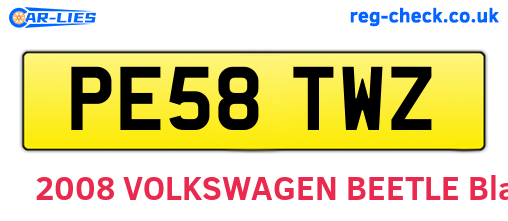 PE58TWZ are the vehicle registration plates.