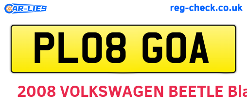 PL08GOA are the vehicle registration plates.