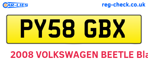 PY58GBX are the vehicle registration plates.