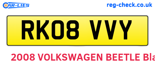 RK08VVY are the vehicle registration plates.