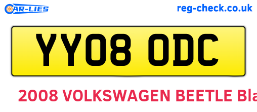 YY08ODC are the vehicle registration plates.