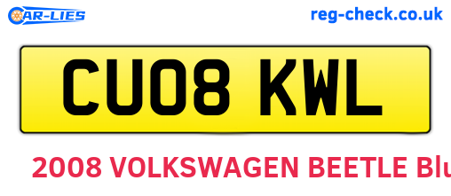 CU08KWL are the vehicle registration plates.