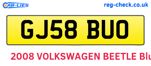 GJ58BUO are the vehicle registration plates.