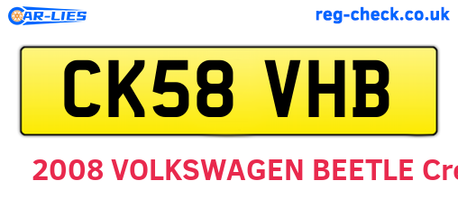 CK58VHB are the vehicle registration plates.