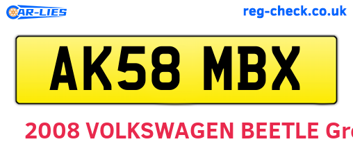 AK58MBX are the vehicle registration plates.