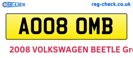 AO08OMB are the vehicle registration plates.