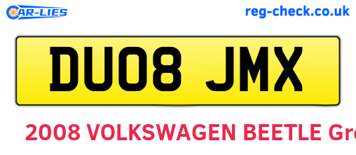 DU08JMX are the vehicle registration plates.