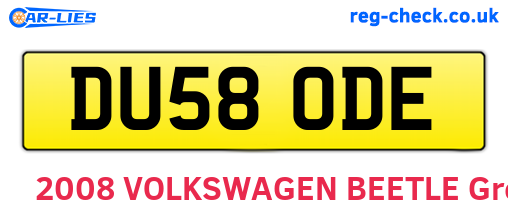 DU58ODE are the vehicle registration plates.