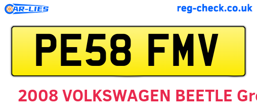 PE58FMV are the vehicle registration plates.