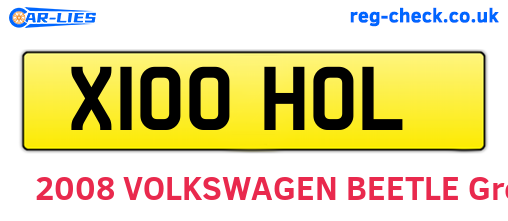 X100HOL are the vehicle registration plates.