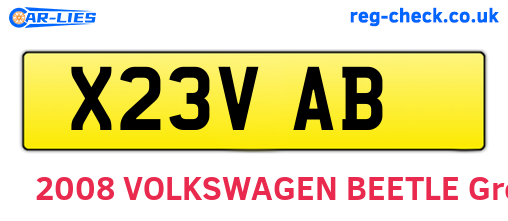 X23VAB are the vehicle registration plates.