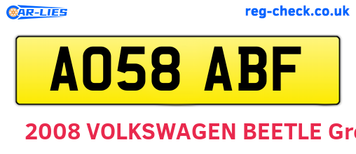 AO58ABF are the vehicle registration plates.