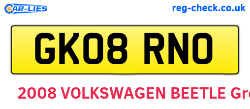 GK08RNO are the vehicle registration plates.