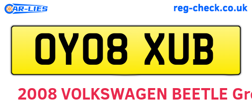 OY08XUB are the vehicle registration plates.