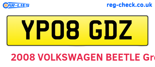 YP08GDZ are the vehicle registration plates.