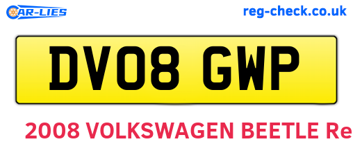 DV08GWP are the vehicle registration plates.