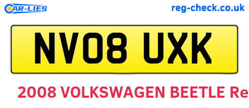 NV08UXK are the vehicle registration plates.