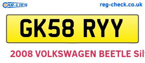 GK58RYY are the vehicle registration plates.