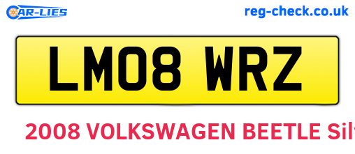 LM08WRZ are the vehicle registration plates.