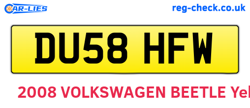 DU58HFW are the vehicle registration plates.