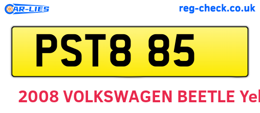 PST885 are the vehicle registration plates.